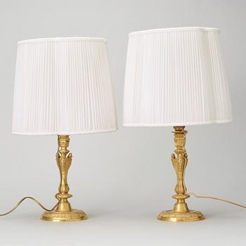 A pair of ormolu table lamps second half of the 19th century.