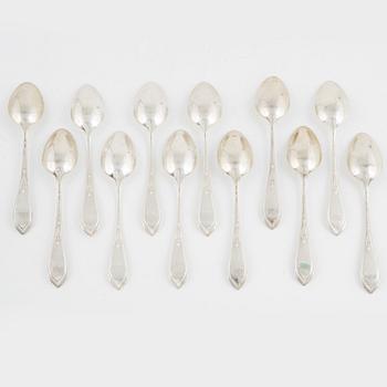 Skedar, 12 st, silver, jugend, övervägande K. Anderson, Stockholm, bl.a. 1909.