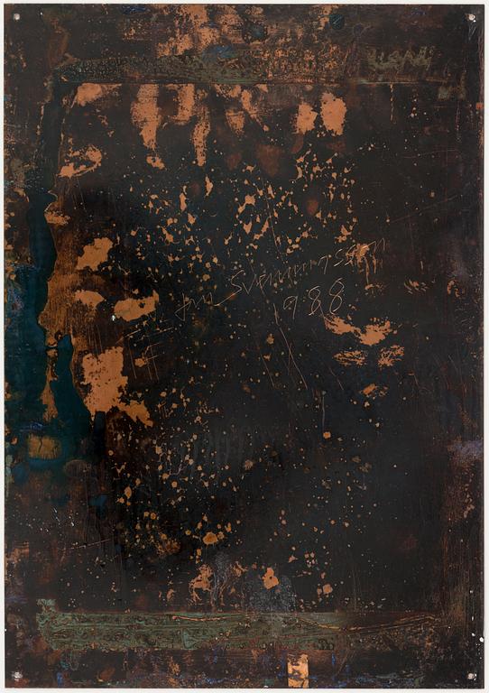 JAN SVENUNGSSON, object, on copper, signed and dated 1988.