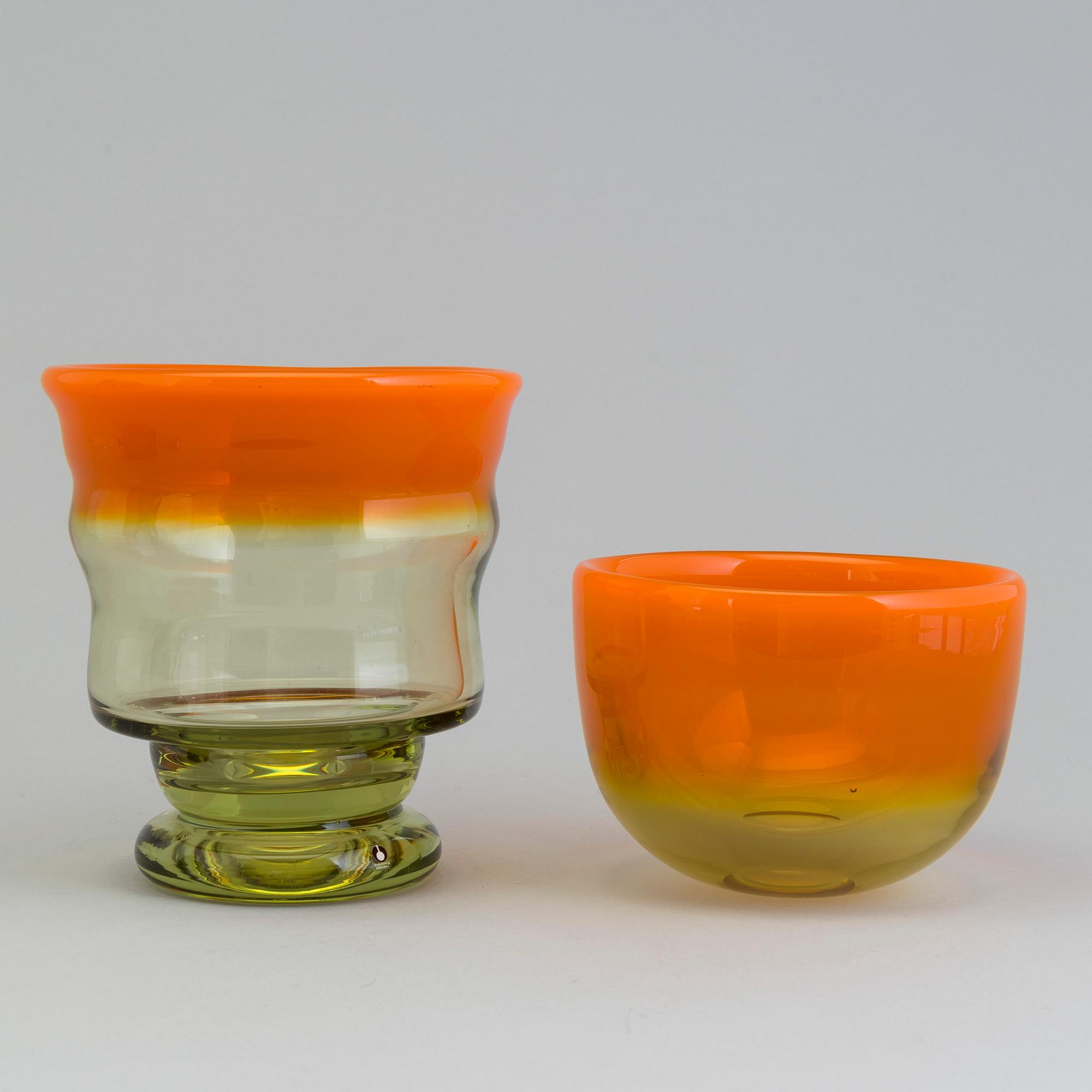 EVA ENGLUND, vas samt skål, glas, Pukeberg, design Eva Englund.