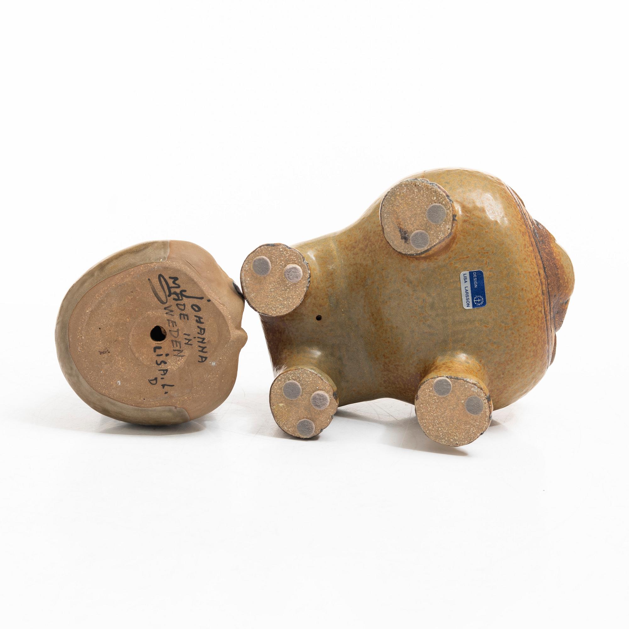 Lisa Larson, two stoneware figurines, Gustavsberg, Sweden.
