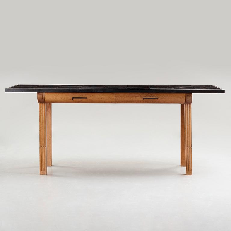 Hjalmar Jackson, A Hjalmar Jackson ebony and pearwood desk/library table, Stockholm ca 1934.