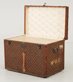 An early 20th cent monogram canvas trunk by Louis Vuitton.