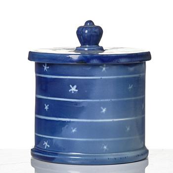 Wilhelm Kåge, two porcelain vases and an earthenware jar with cover, Gustavsberg, Sweden, 1924 and presumably 1930.