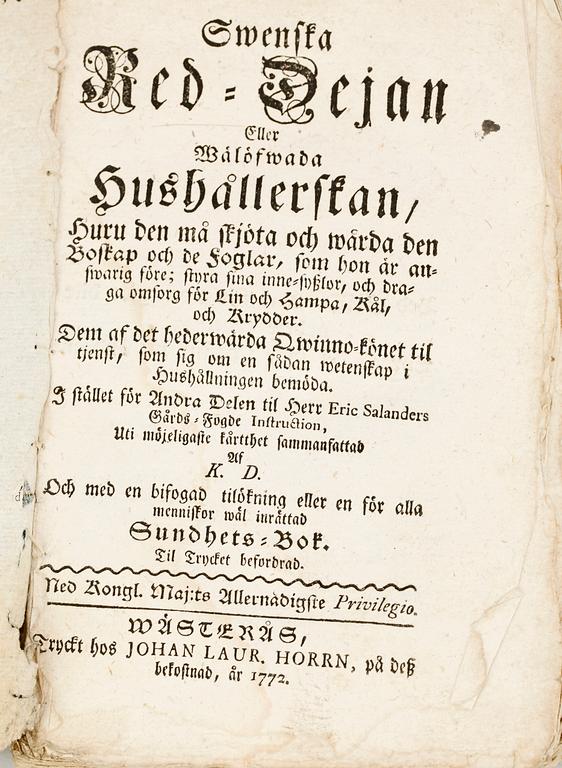 BÖCKER, 2 st, bla "Häst- och Boskaps-Läkaren eller underrättelse wid de almännaste sjukdomar..." av PC. Abildgaard, Lund 1792.