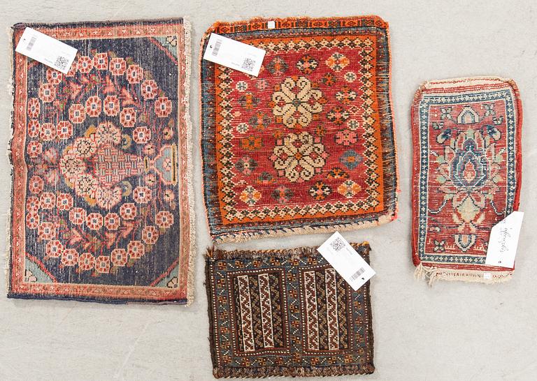 Mattor 4 st Meshkin, Kashgai (Chanteh), Tafresh/Saveh och Kashgai/Afshar semiantika.