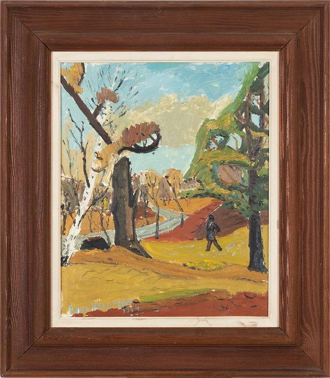 Uno Vallman, oil on panel, signed and dated 1944.