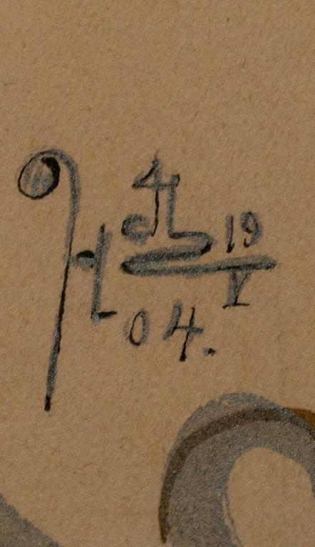 OKÄND KONSTNÄR, tuschteckning, sign. HT och dat. 19.V.04.