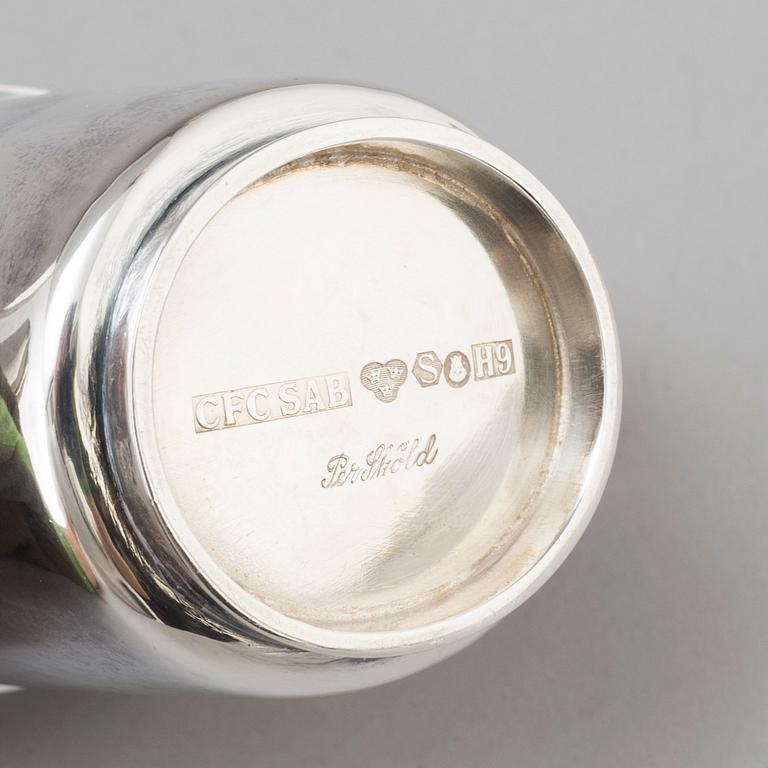 PER SKÖLD, kaffeservis, 
2 delar, silver, för Carlman Silversmide Aktiebolag, Stockholm, 1958.