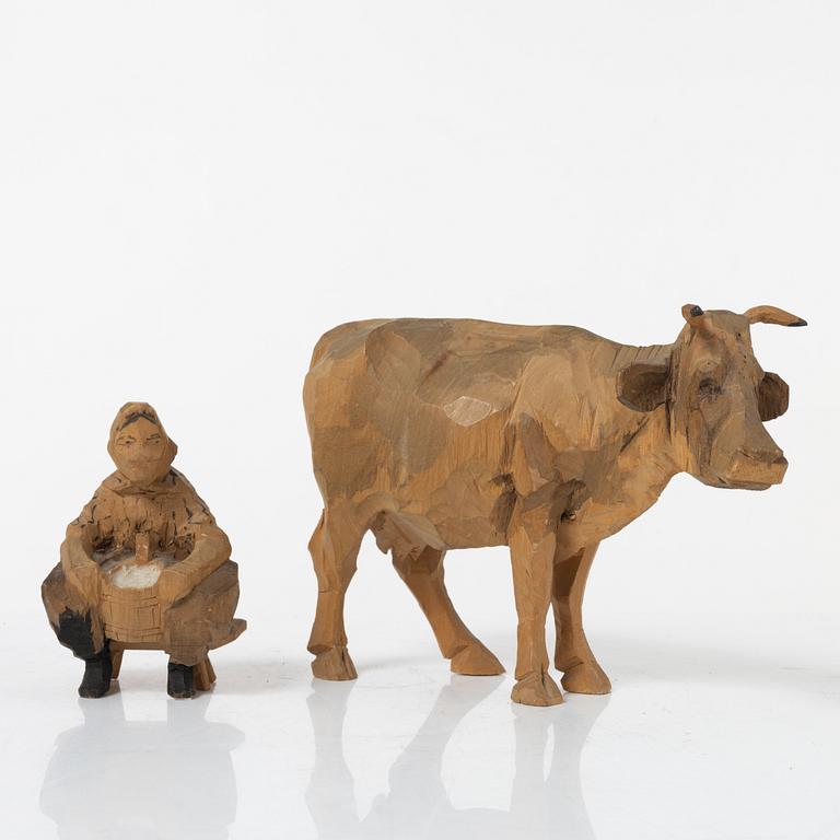 Axel Petersson Döderhultarn, Milkmaid and cow.