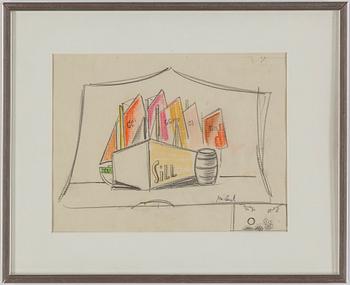 JOHN JON-AND, mixed media on paper. Signed with stamped.