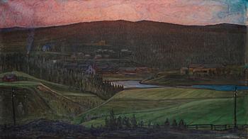 922. Otto Hesselbom, Vy över Koppom, Värmland.