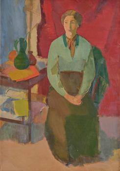 411. Karl Isakson, Seated woman in a green blouse.