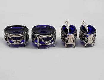 PARTI SILVER, 5 delar, Sverige, 1900-talets andra hälft, vikt exklusive glas 136 gram.