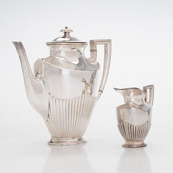 A three-piece silver coffee set, Germany 20th century, Finnish control marks stamped in 1966.