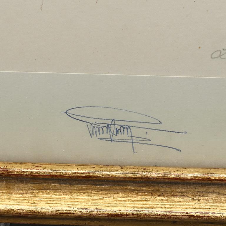 LITOGRAFI, Porträtt av Gustav VI Adolf, egenhändigt signerad Gustav VI Adolf och numrerad 232/400.