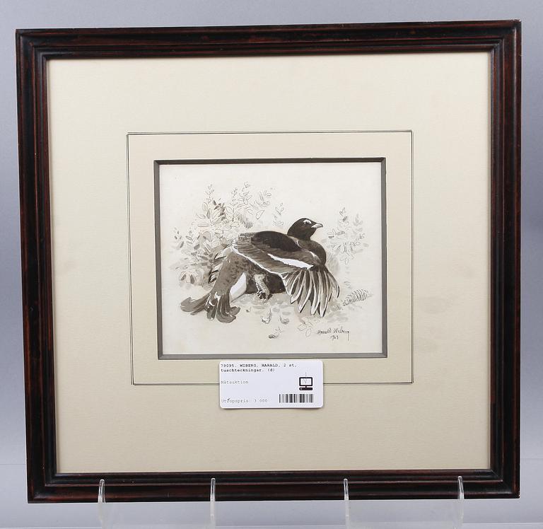 WIBERG, HARALD, 2 st, tuschteckningar.