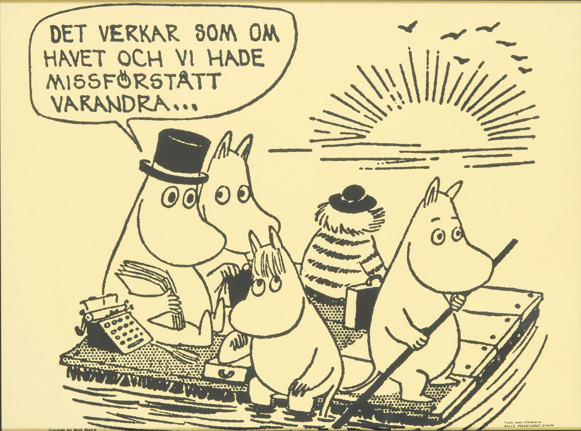 Tove Jansson, poster, Bull's Presstjänst, Art Work Shop, 1960s.