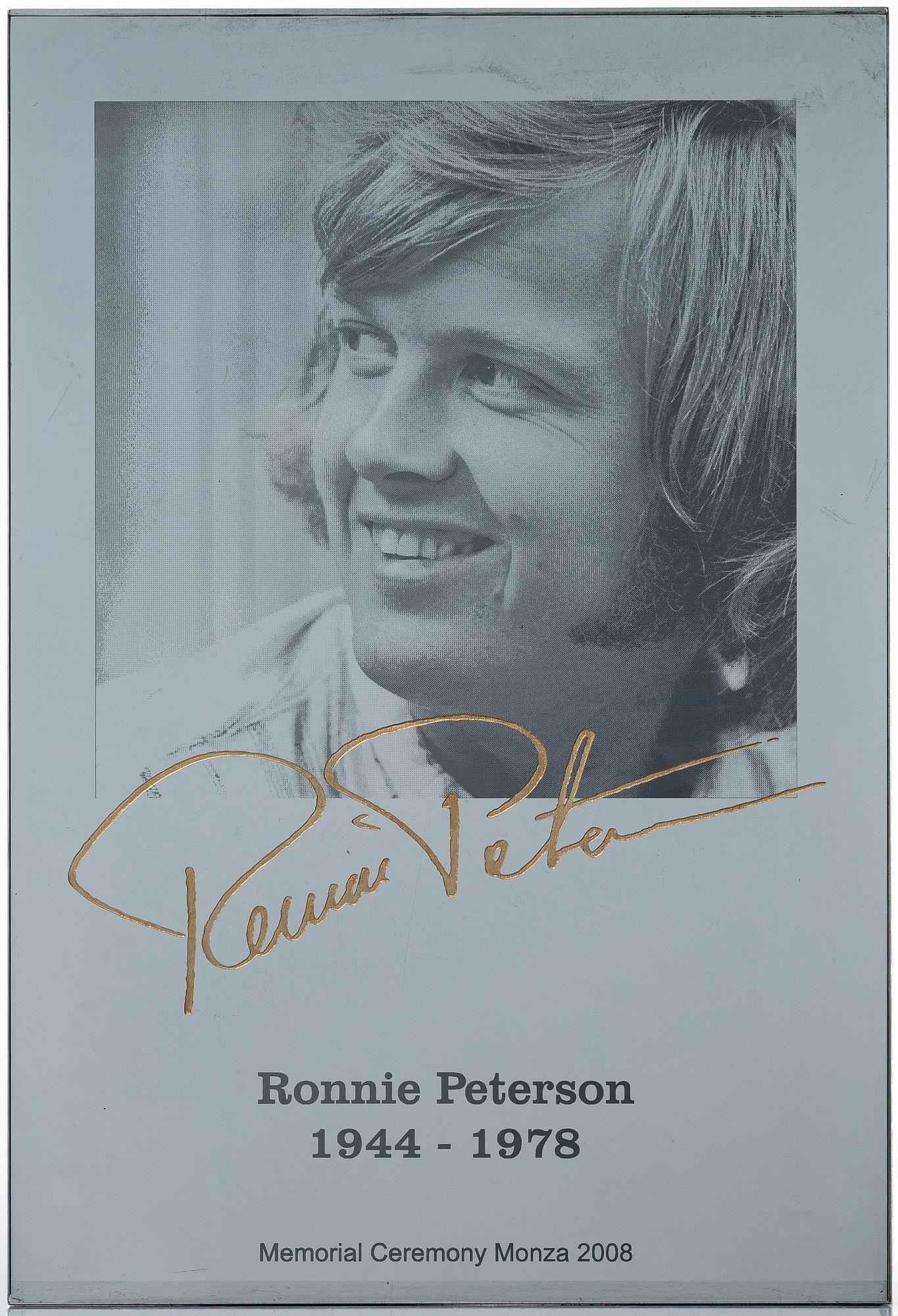 Ronnie Peterson, commemorative plaque from Monza 2008.