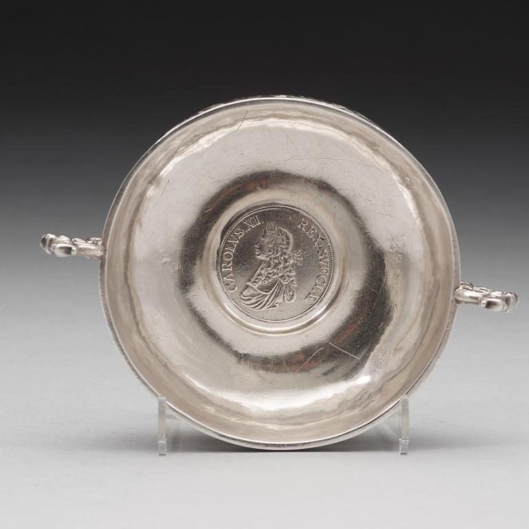 Lars Olofsson Börst, brännvinsskål, silver, Skänninge (verksam 1670-1675), barock.