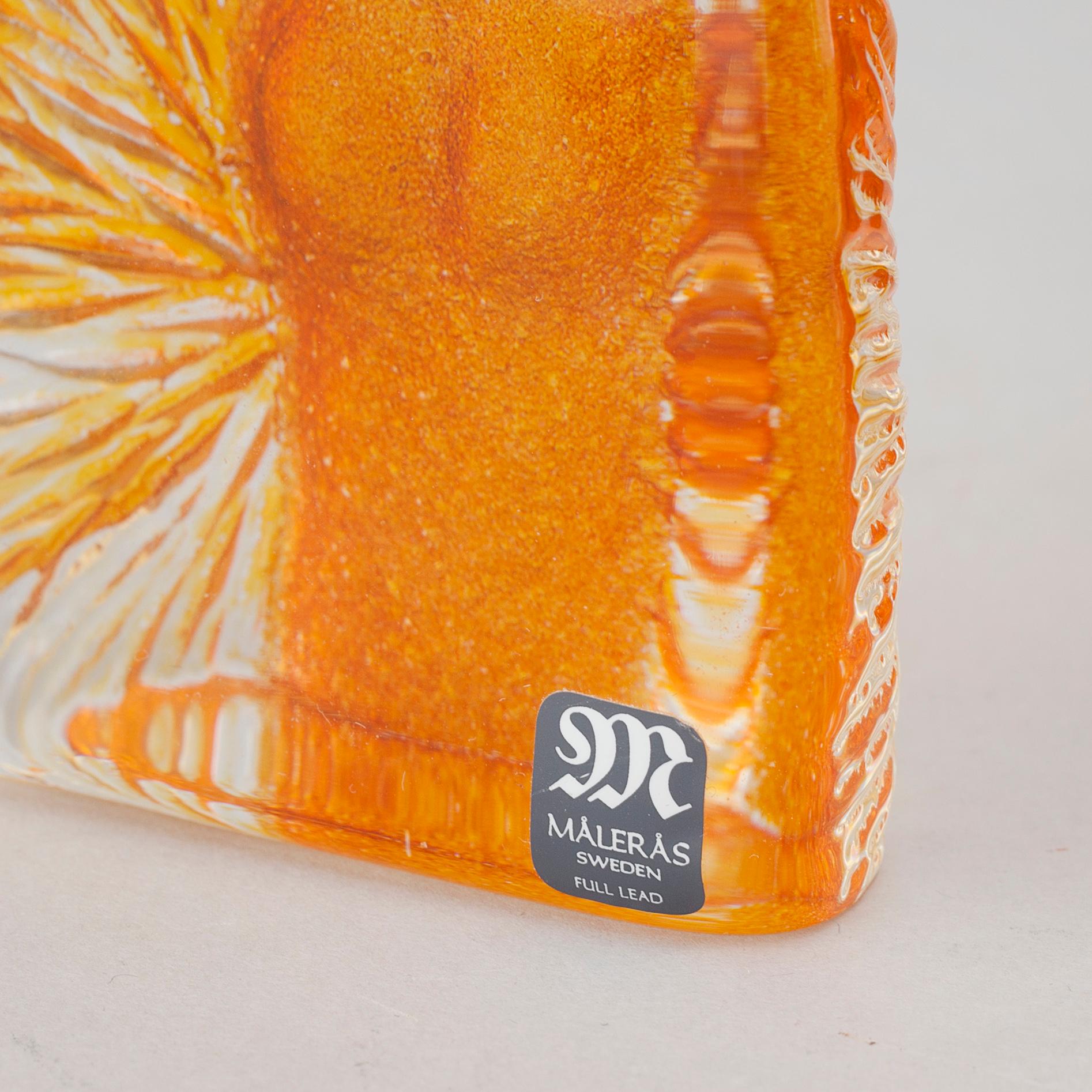 Two signed glass sculptures by Erika Höglund for Målerås.