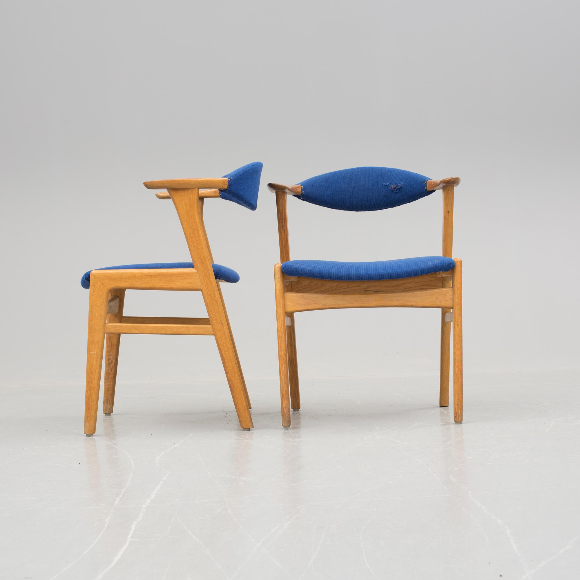 KARMSTOLAR, ett par. Erik Kirkegaard, Höng Stolefabrik, Danmark, 1960-tal.