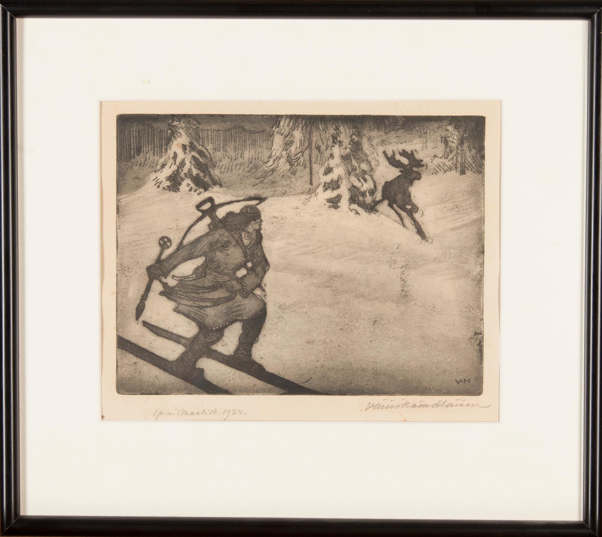 VÄINÖ HÄMÄLÄINEN, etsning, blyertssignerad och plåtsignerad, märkt mars 1924.