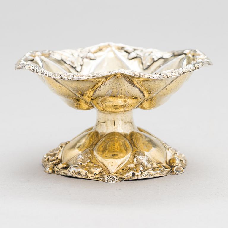 A parcel-gilt salt cellar, maker's mark Carl Adolf Seipel, assay master mark of Aleksandr Mitin, S:t Petersburg 1859.