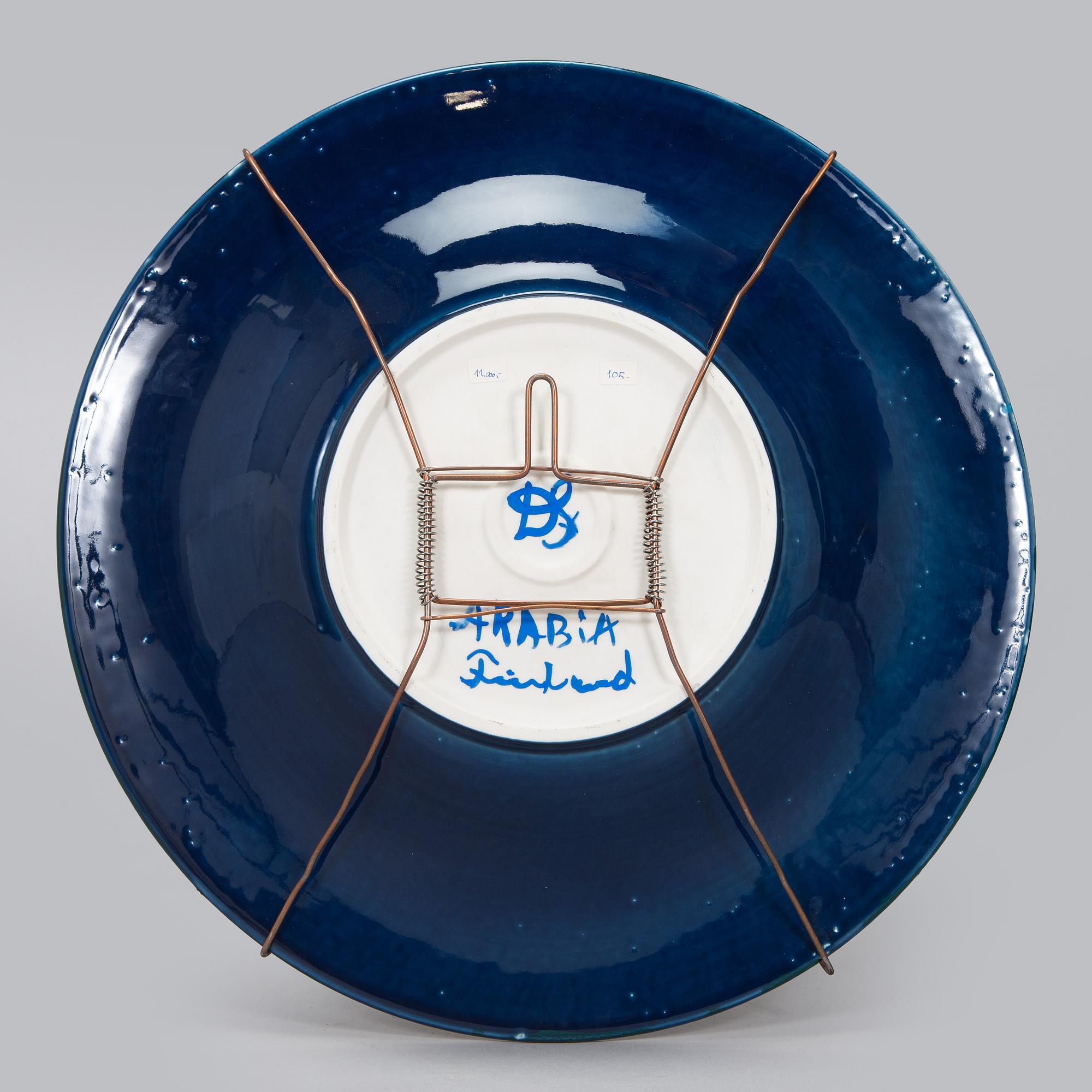 Dorrit von Fieandt, skålfat, keramik, signerad DF Arabia Finland.