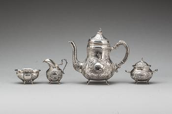 KAFFESERVIS, silver, 4 delar. Importstämplar. Vikt ca 950 g.