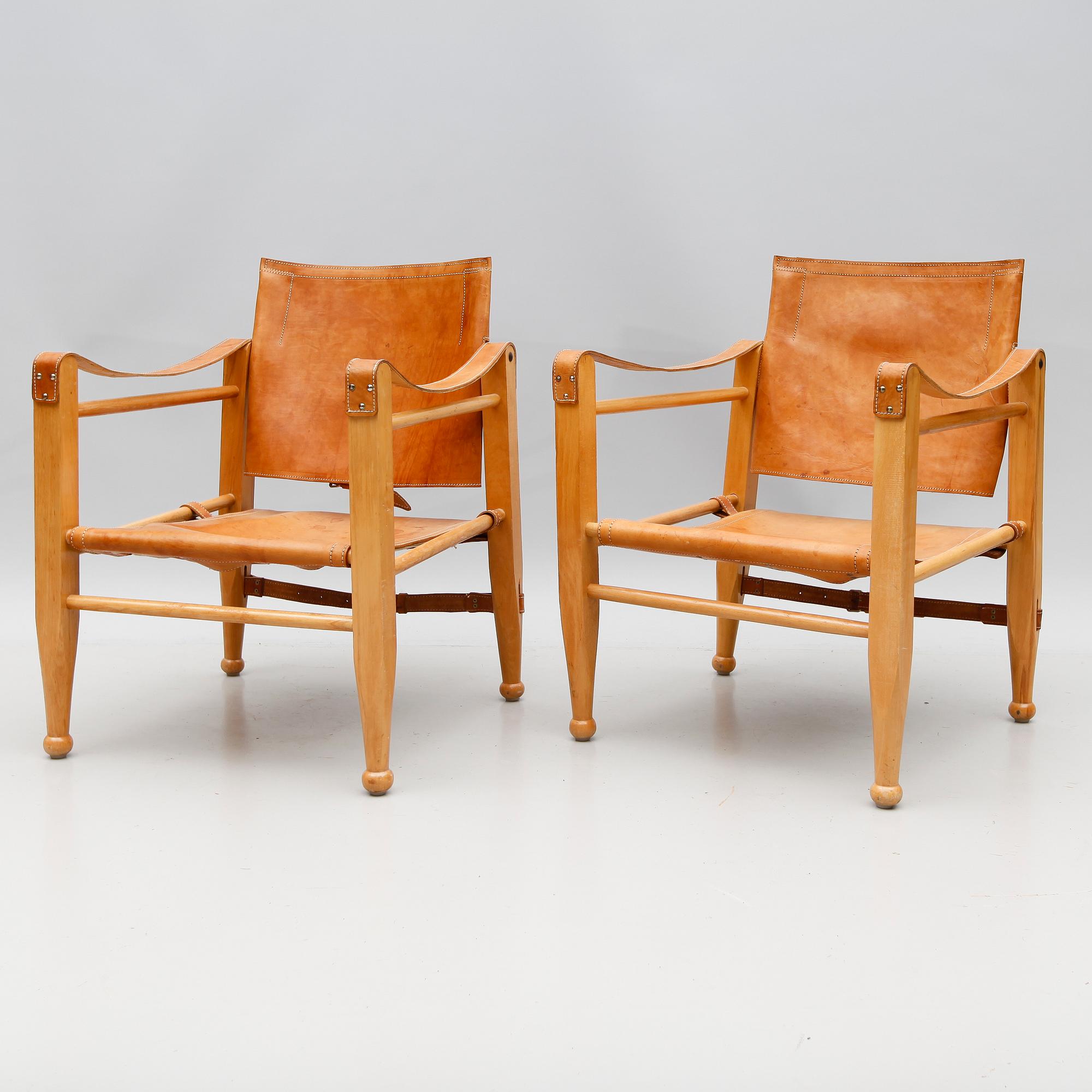 KARMSTOLAR, 1 par, Safari-modell, 1900-talets andra hälft.