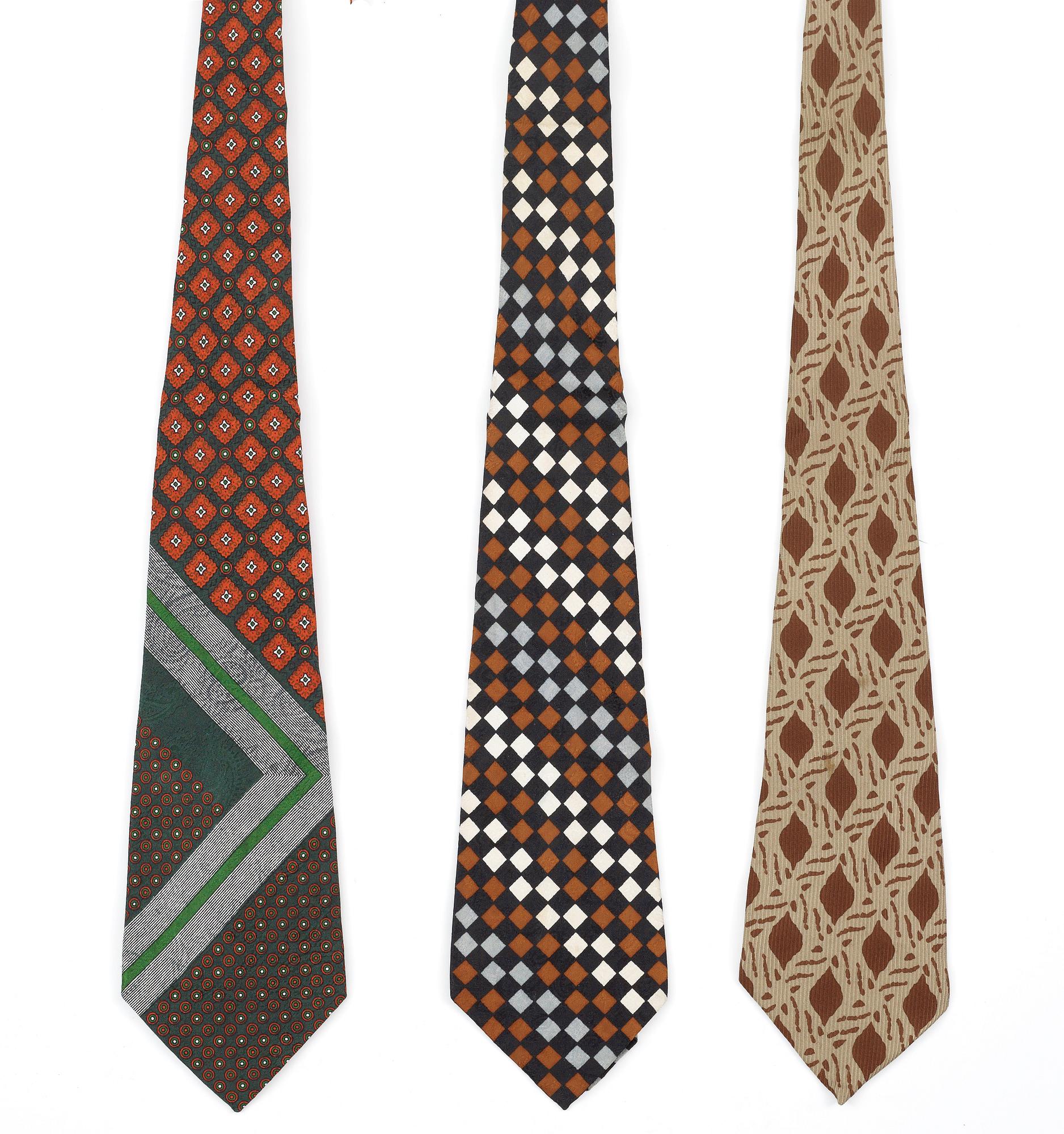 A set of three 1970s silk ties by Yves Saint Laurent.