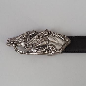 Two leather belts by Ralph Lauren.