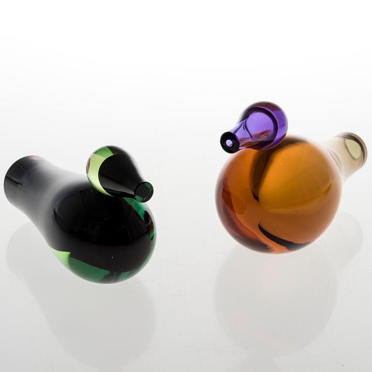 Two glass birds by Giorgio Vigna for Iittala, signed G. Vigna, Iittala.