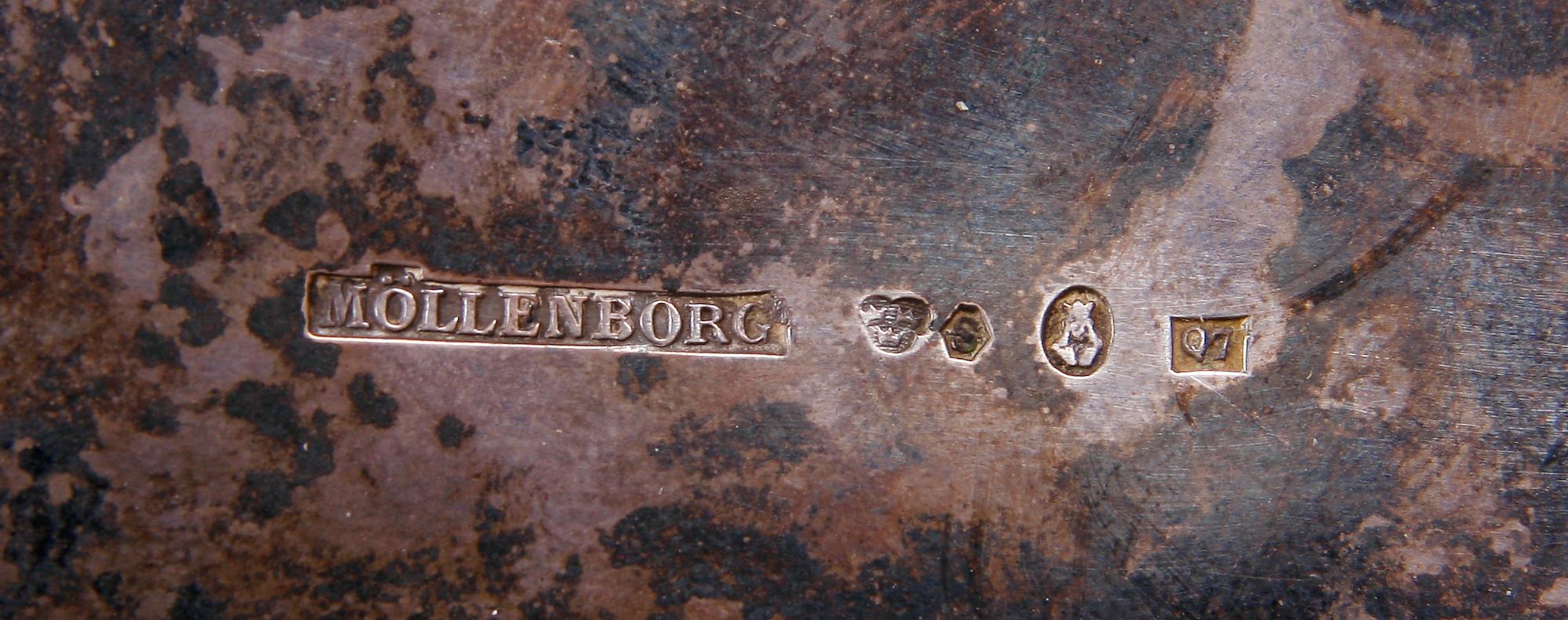 SOCKERSKRIN, silver, gustaviansk stil, Möllenborg 1918.
