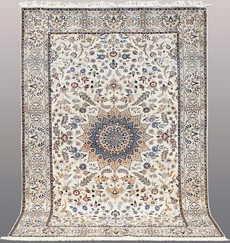 A CARPET, Nain part silk, so called 9 LAA, ca 307 x 210 cm.