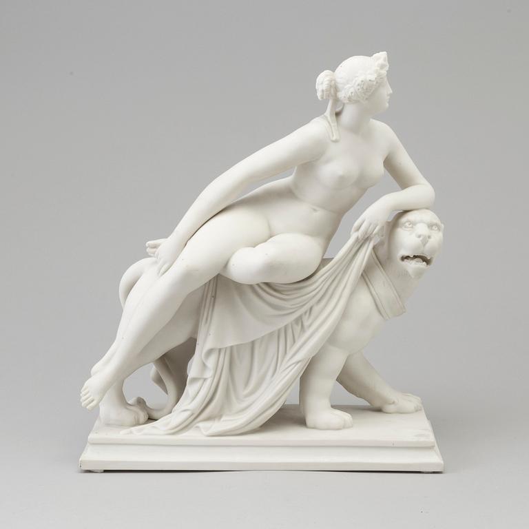 A Swedish unmarked parian figure of 'Ariadne', Gustafsberg porcelain manufactory, circa 1900.