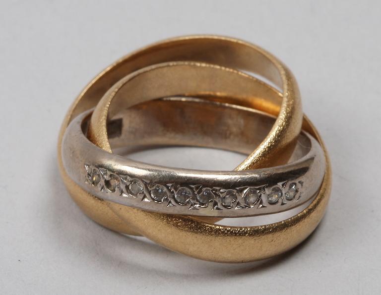 RING, 3 delar, 18K guld, briljanter, BEH, 1988.