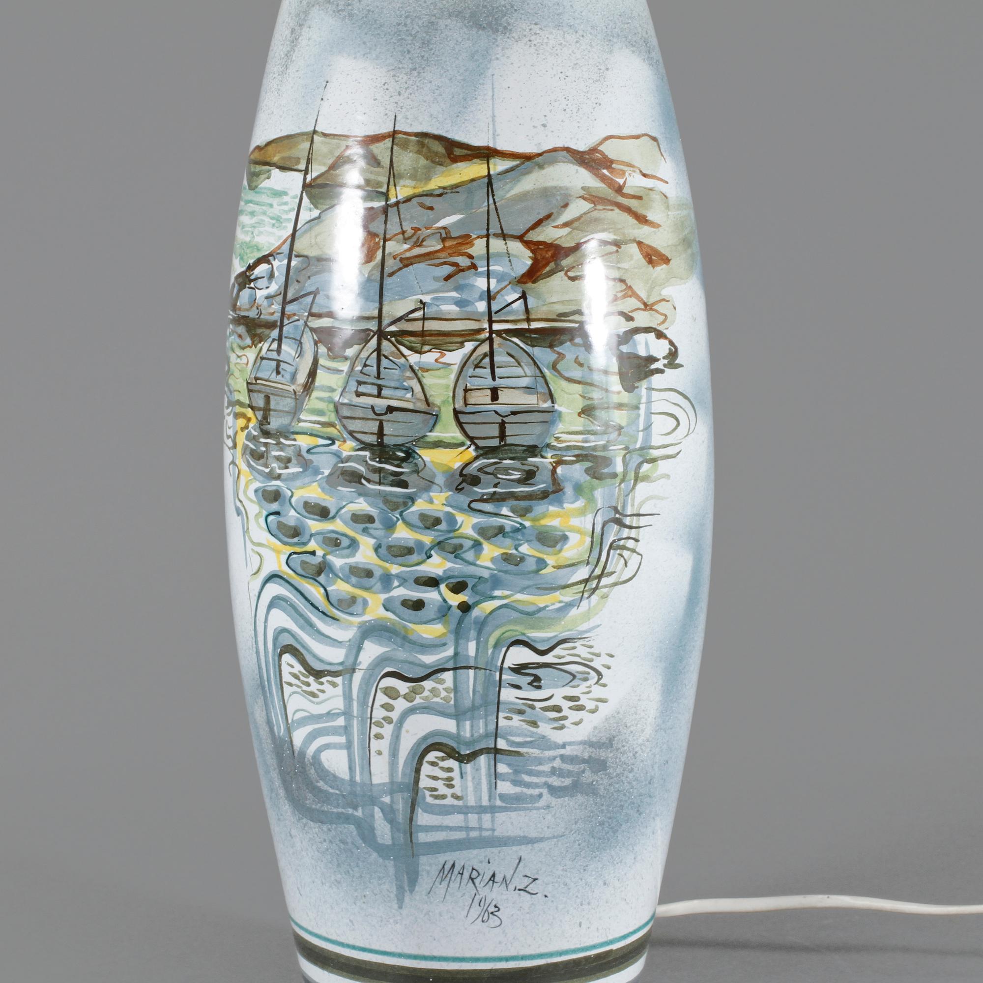 BORDSLAMPA, keramik, Marian Zawadsky, Tilgmans Keramik, signerad och daterad 1963.