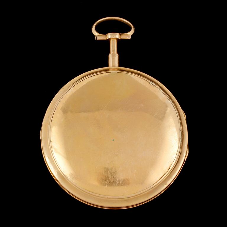 FICKUR, spindelur, 18k guld, A. Lundstedt, Stockholm, 1809. Vikt 122 g.