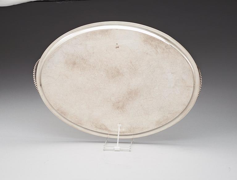 A Russian 19th century silver tray, marks of Chlebnikov, Moscow 1875.
