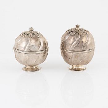 Boxes, 2 pcs, silver, Rococo, Petter Friedrich Moldenhauer, Stockholm, 1753 and Henrik Hervander, Linköping, 1803.