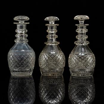 Three late 19th century glass decanters.