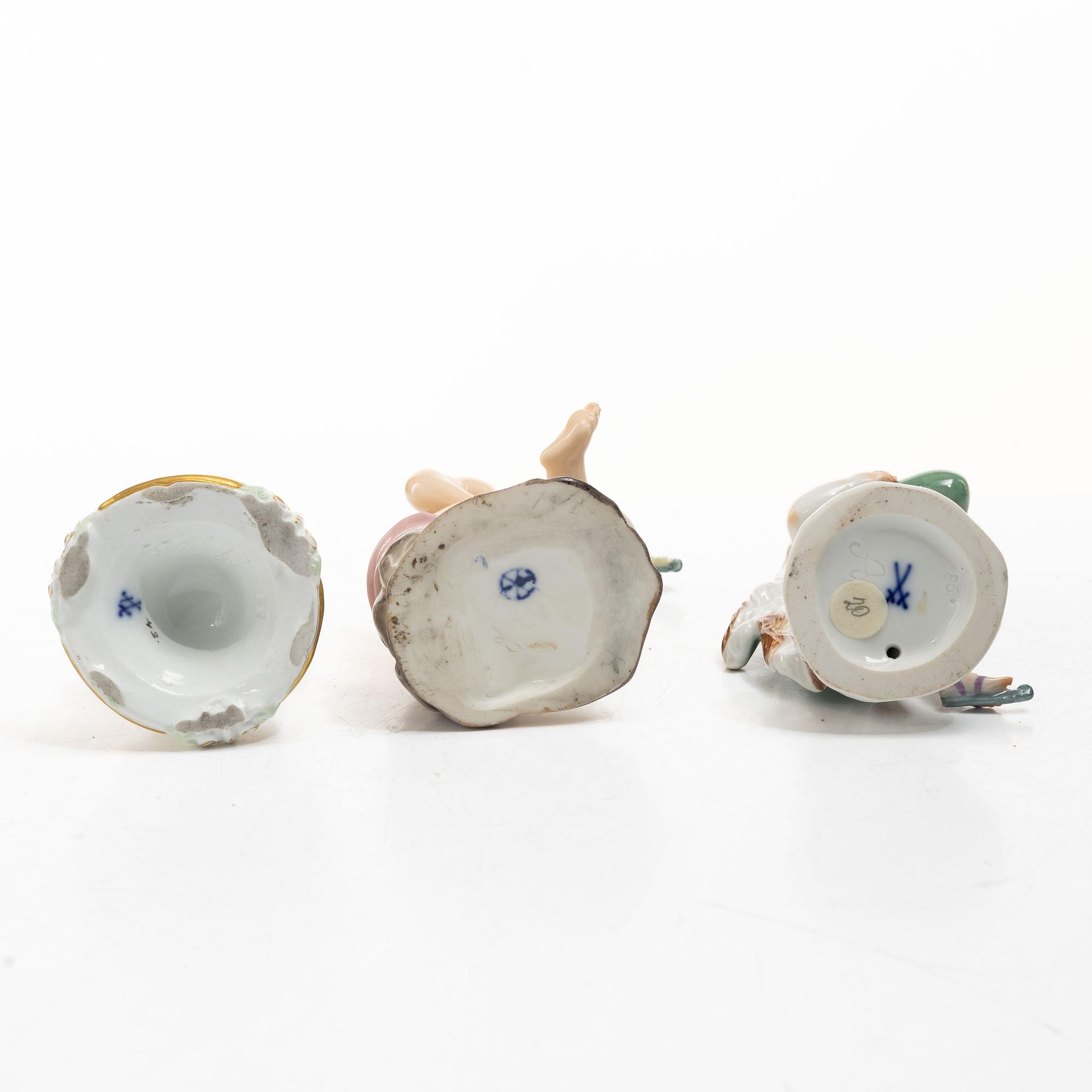 A group of three porcelain figures, Meissen and Höchst, 19/20th century.