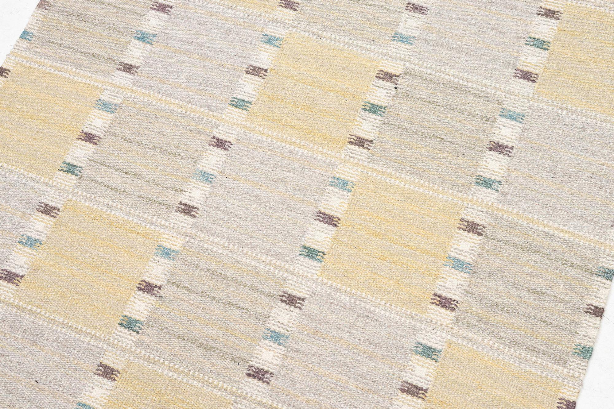 Barbro Nilsson, a carpet, 'Falurutan gul S', flat weave, c. 200 x 150 cm, signed AB MMF BN.