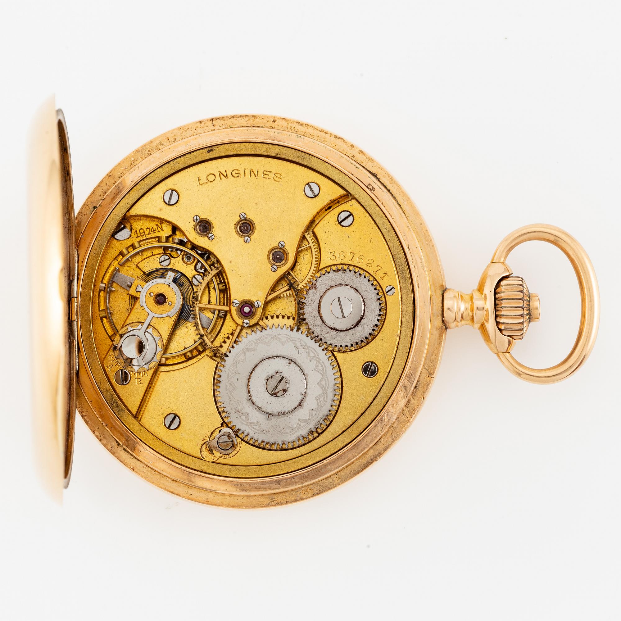 Longines, pocket watch, hunter, 52 mm.