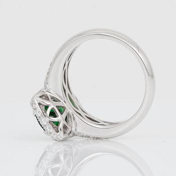 A 1.99 ct untreated tsavorite garnet and brilliant-cut diamond ring. Total carat weight of diamonds circa 1.35 ct.