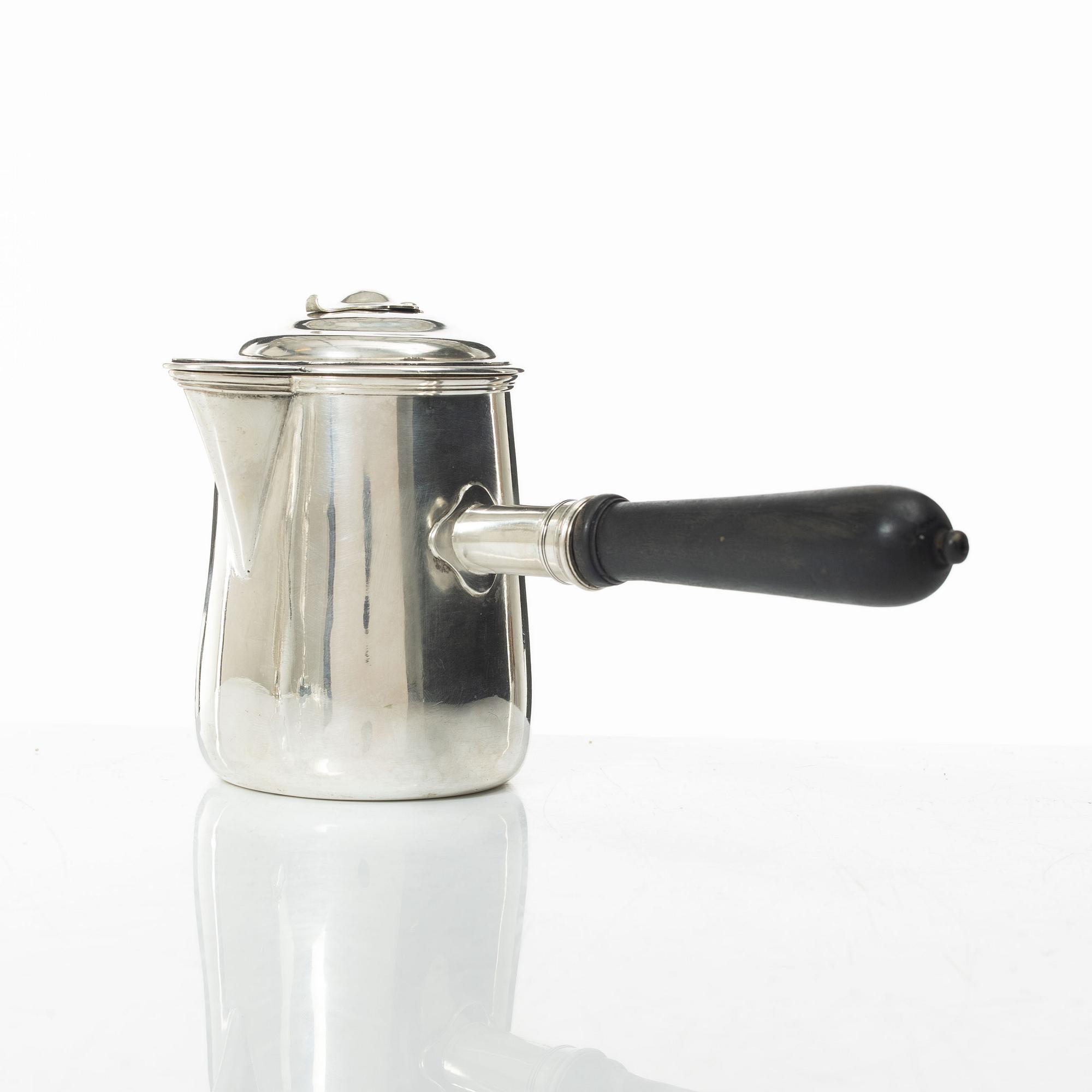 A silver chocolate pot, marks of Abraham IV Drentwett, Augsburg 1757-1759.