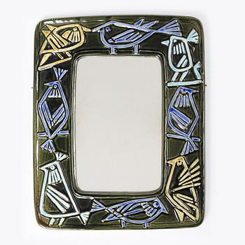 Lisa Larson, three stoneware wall reliefs and a mirror, Gustavsberg.