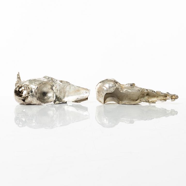 Lars Arby, skulpturer, 2 st, sterlingsilver, Göteborg 1982.